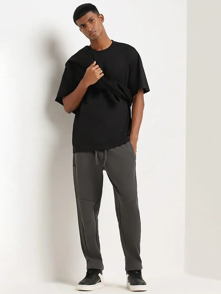 Studiofit Grey Solid Relaxed Fit Track Pants