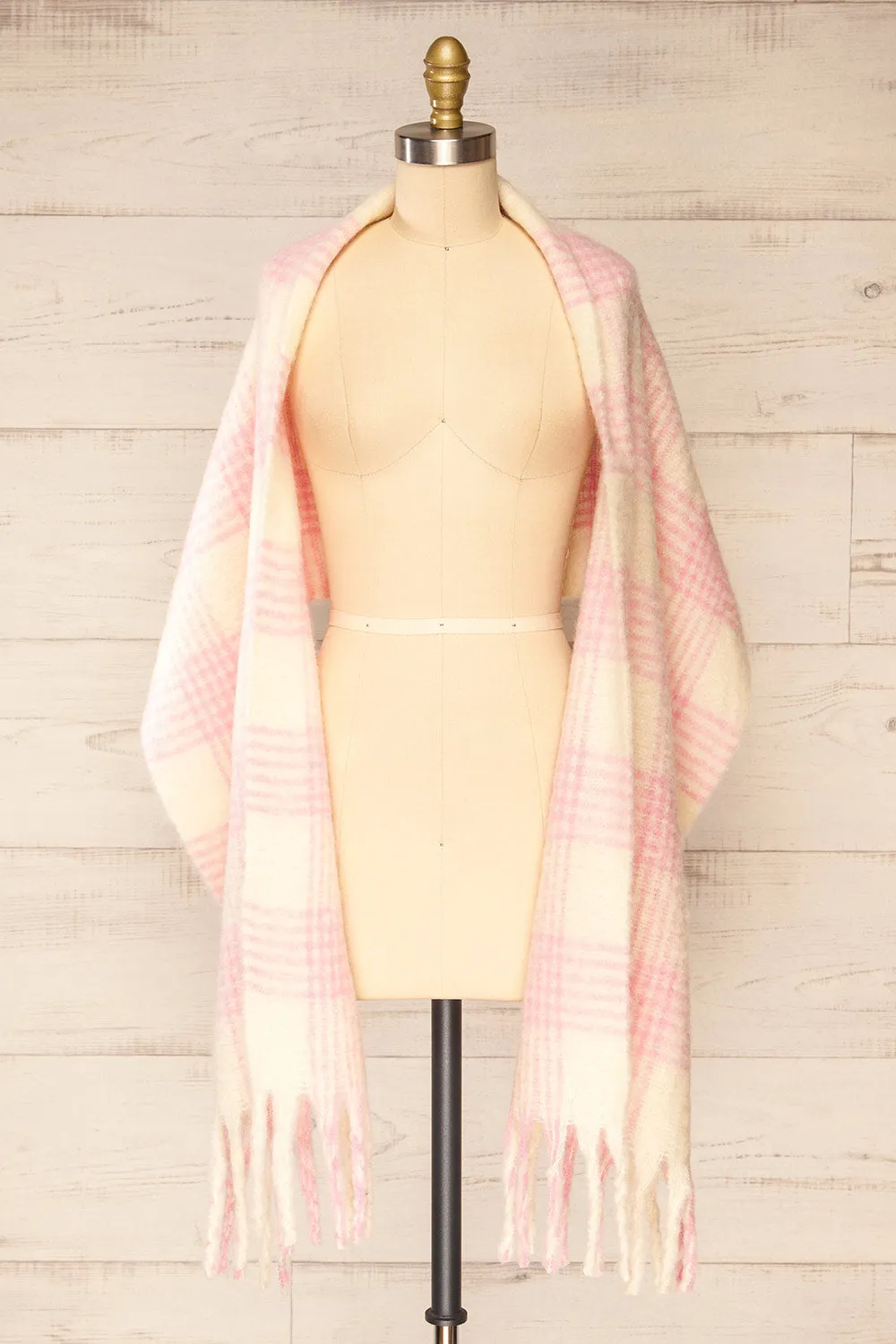 Suleja Pink | Plaid Soft Knit Scarf