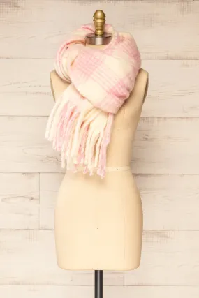 Suleja Pink | Plaid Soft Knit Scarf