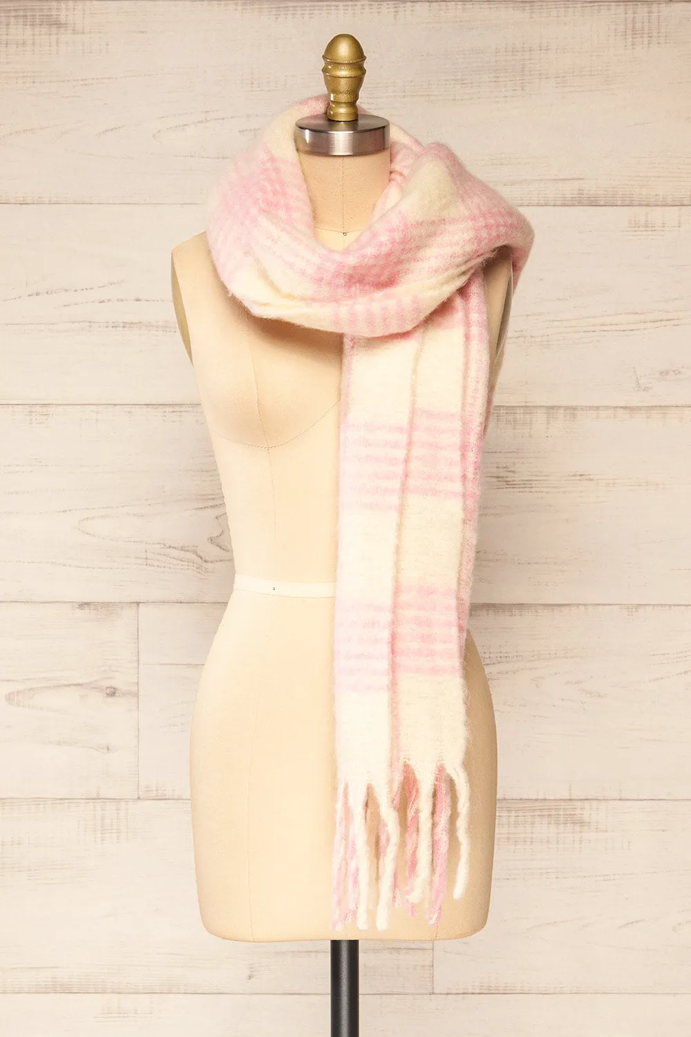 Suleja Pink | Plaid Soft Knit Scarf