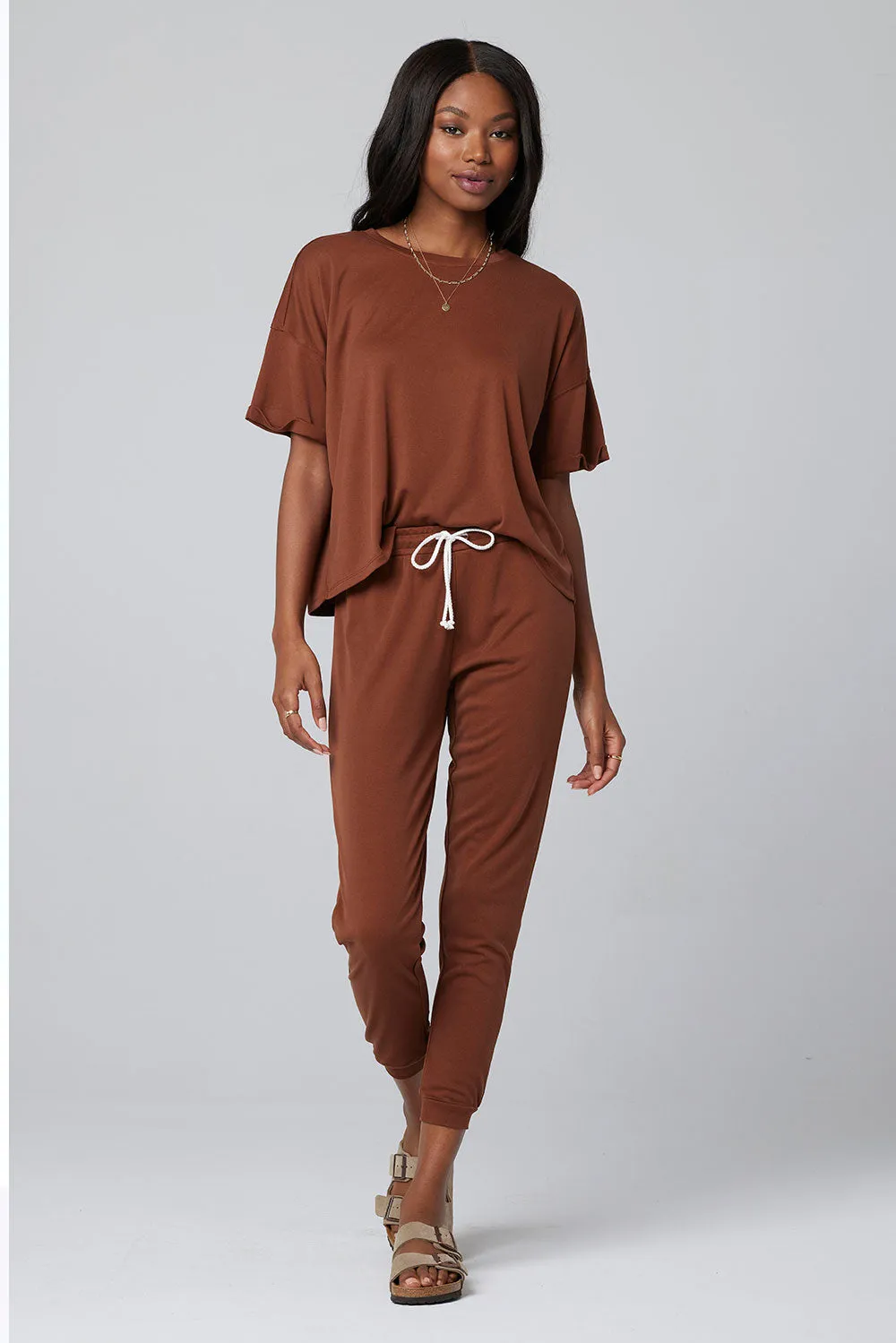 The Pull On Jogger by Saltwater Luxe - Brick Brown