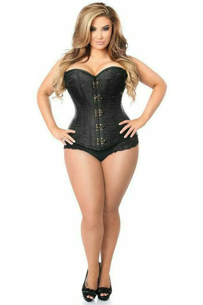 Top Drawer Black Brocade Steel Boned Corset w/Clasp Closure