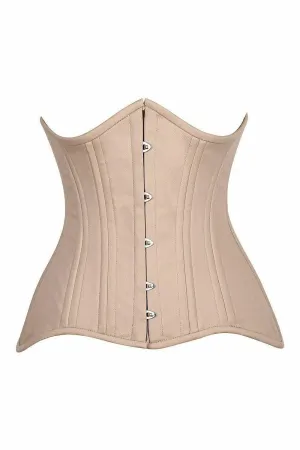 Top Drawer CURVY Nude Cotton Double Steel Boned Underbust Waist Cincher Corset