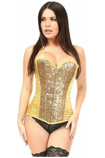 Top Drawer Gold Sequin Steel Boned Corset