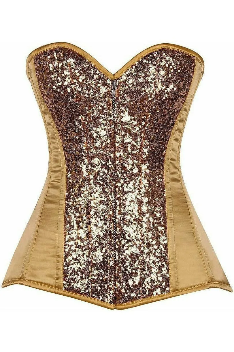 Top Drawer Gold Sequin Steel Boned Corset