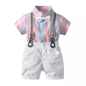 Venice - Baby Boy Suit Set with Shirt and Shorts   Bowtie   Suspenders