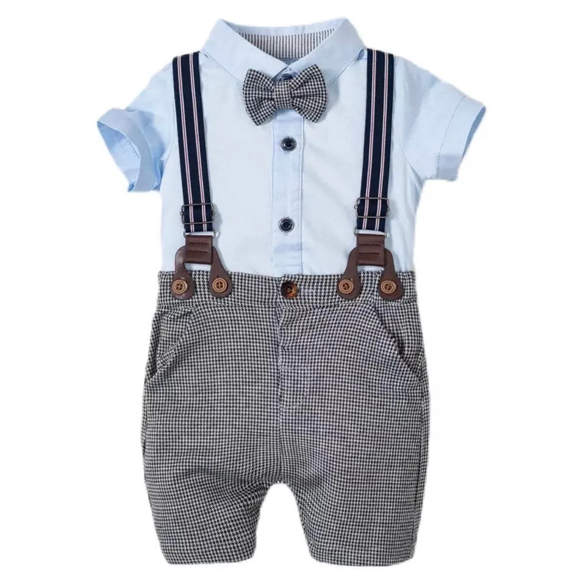 Venice - Baby Boy Suit Set with Shirt and Shorts   Bowtie   Suspenders