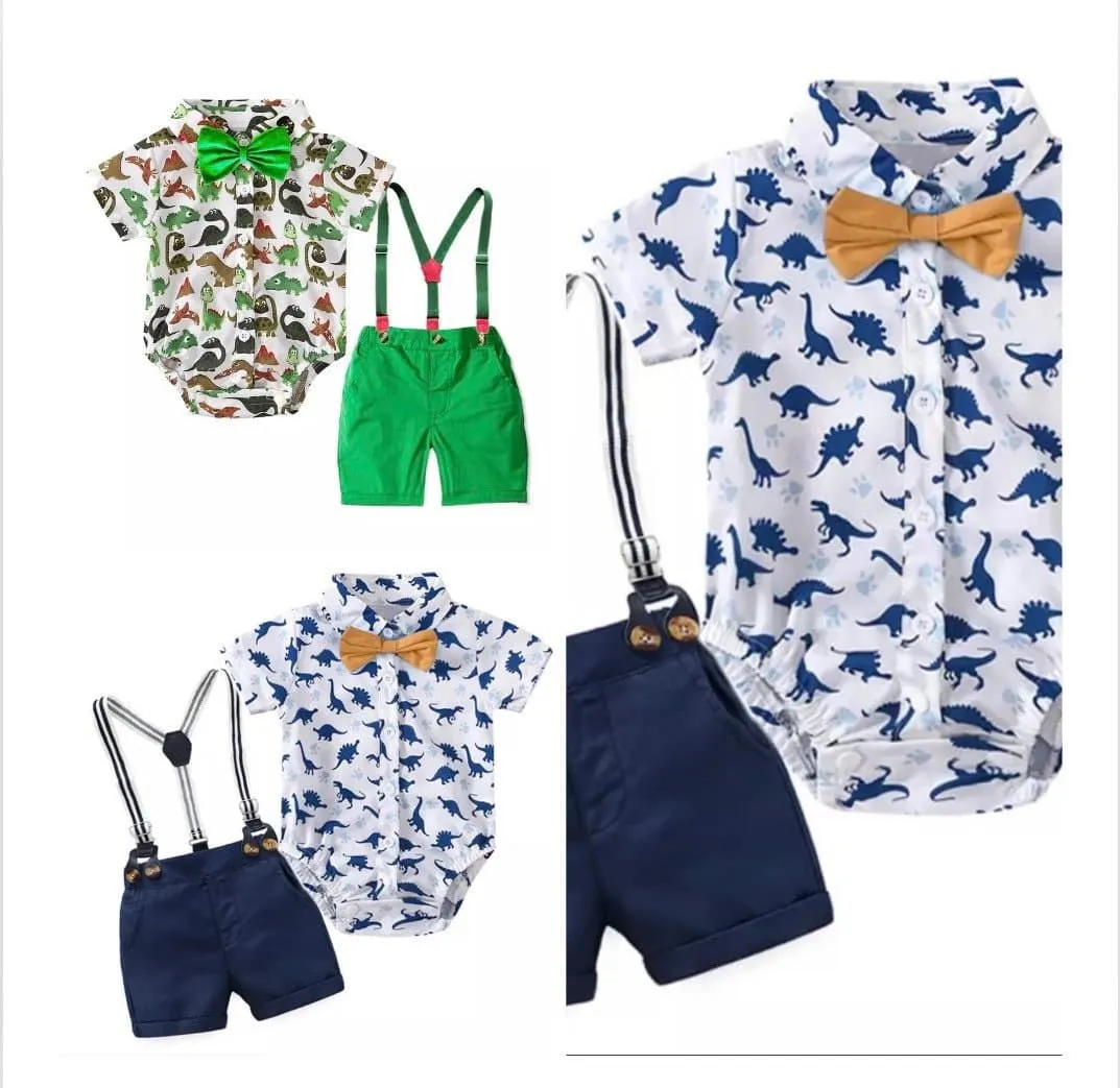 Venice - Baby Boy Suit Set with Shirt and Shorts   Bowtie   Suspenders