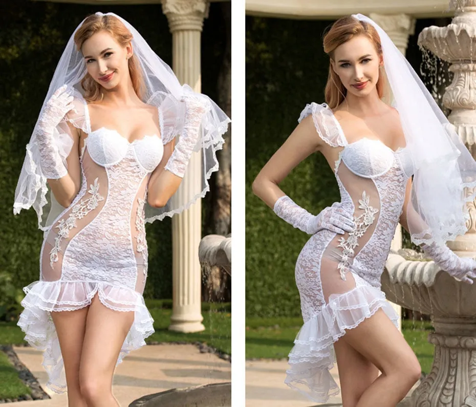 VenusFox Sexy Hot Erotic Wedding Dress Babydoll Lingerie. Drive him Mad with Desire