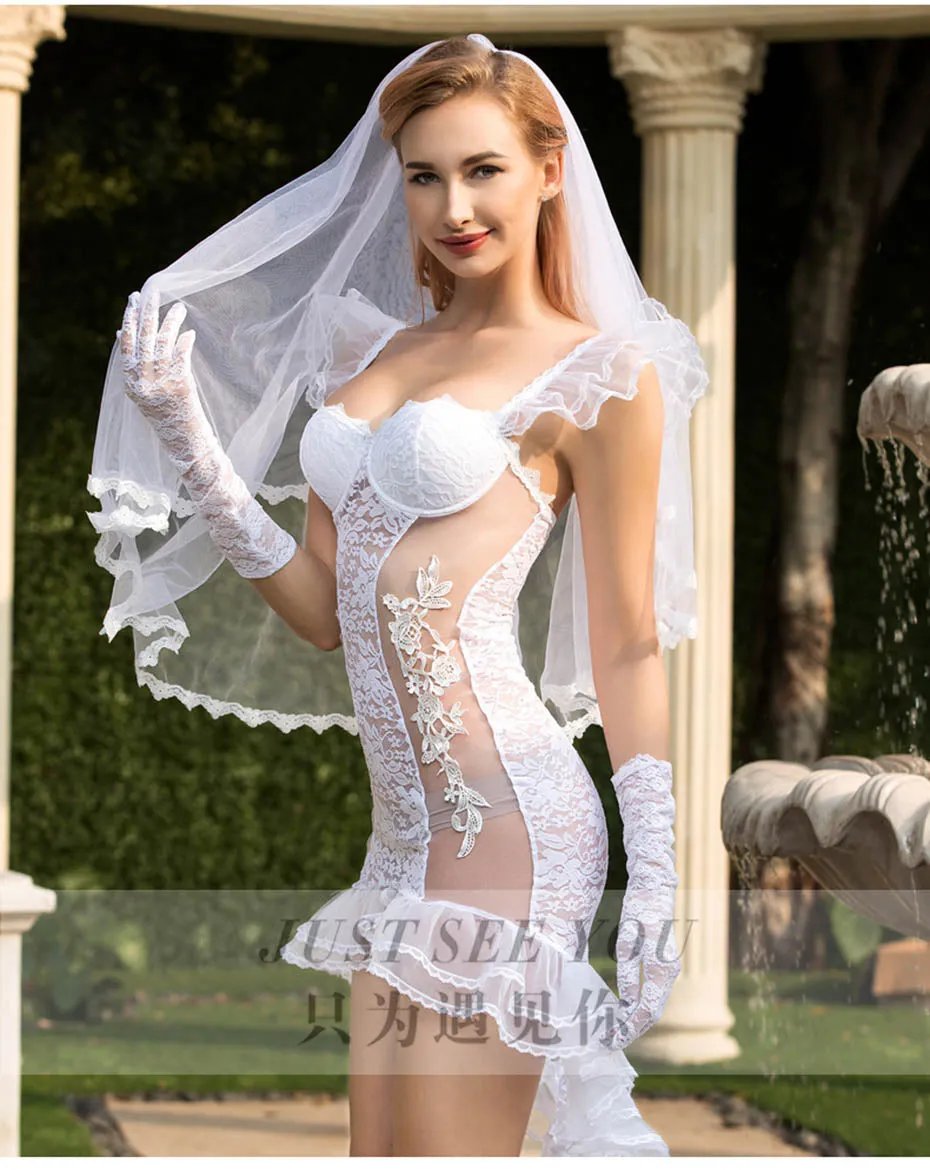 VenusFox Sexy Hot Erotic Wedding Dress Babydoll Lingerie. Drive him Mad with Desire