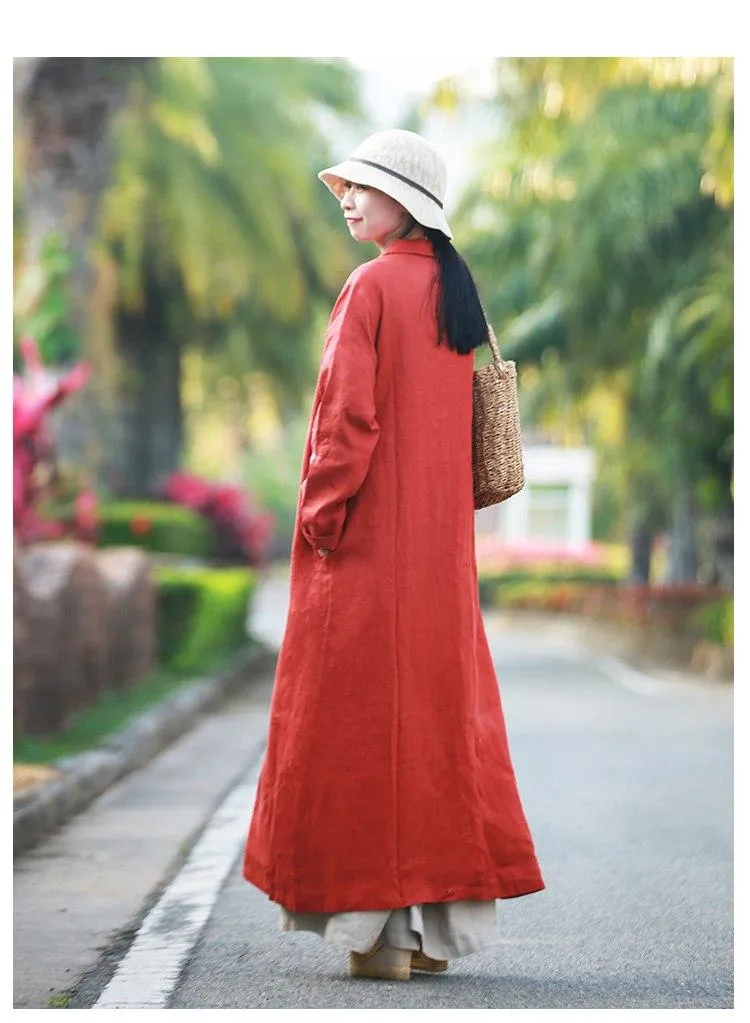 Vintage Chinese Linen Trench Coat