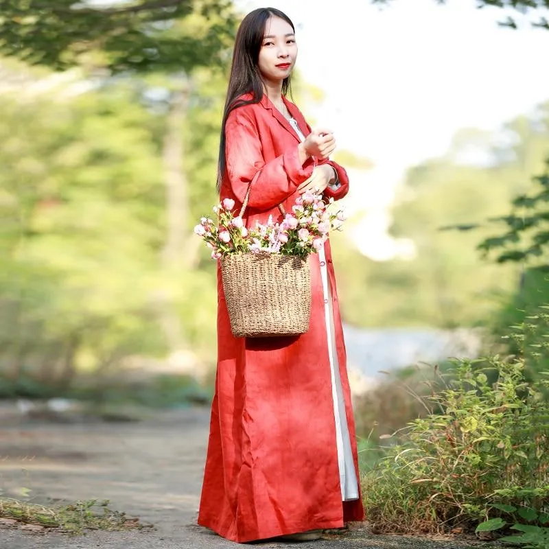 Vintage Chinese Linen Trench Coat