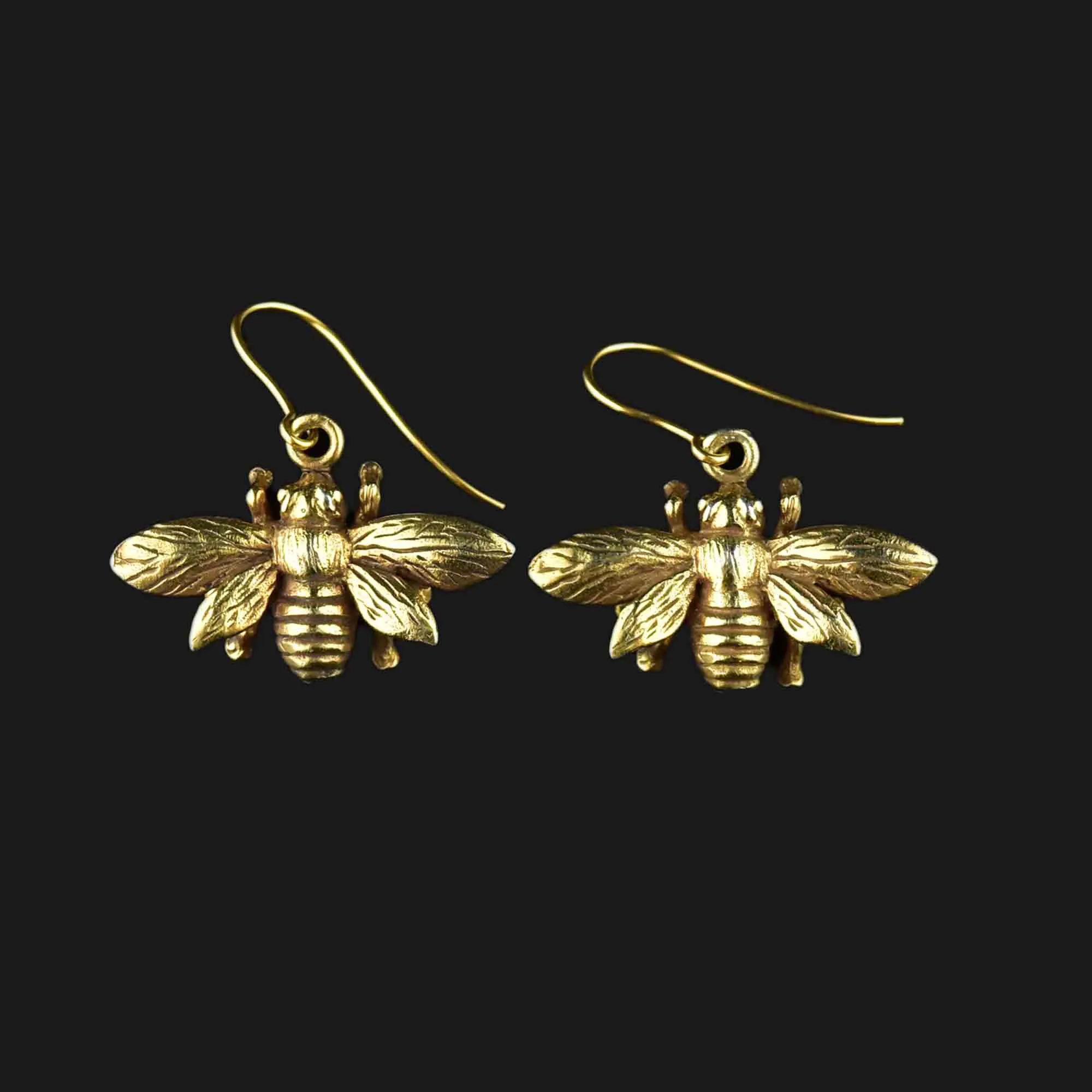 Vintage Gold Bumble Bee Dangle Earrings