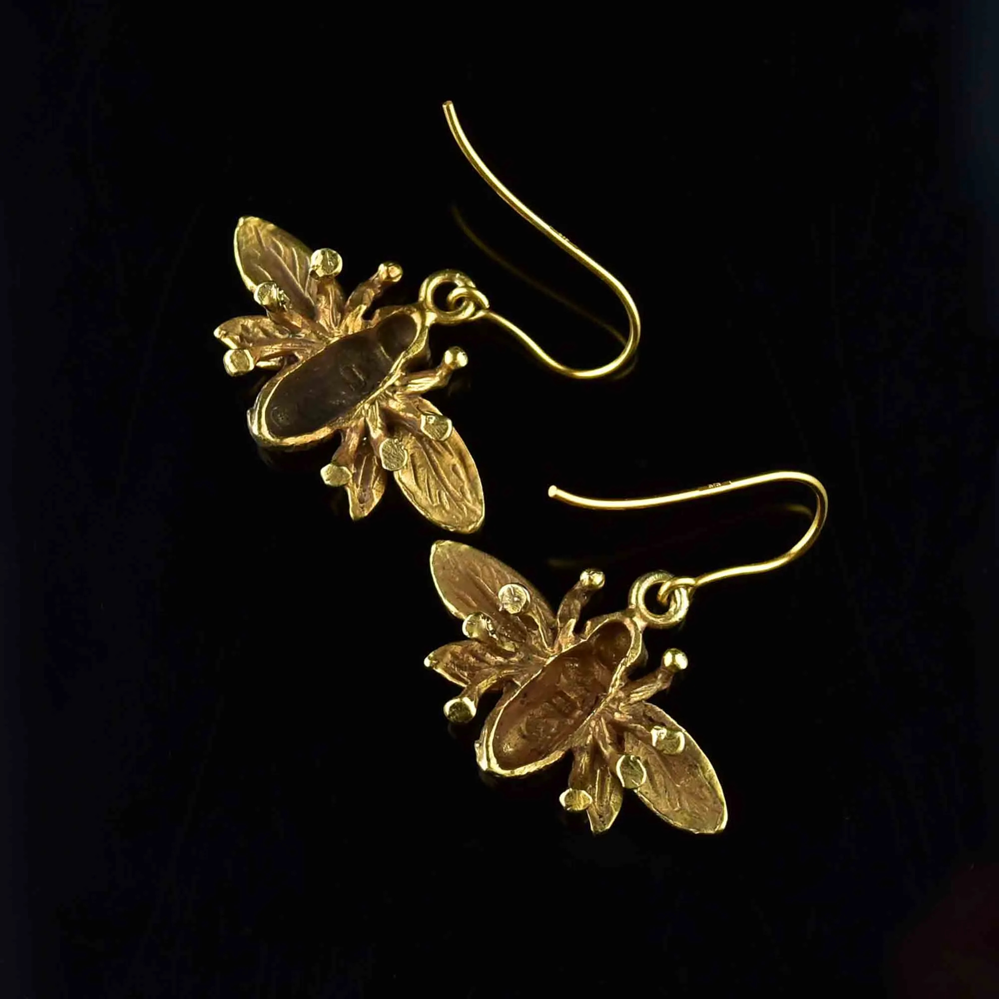 Vintage Gold Bumble Bee Dangle Earrings