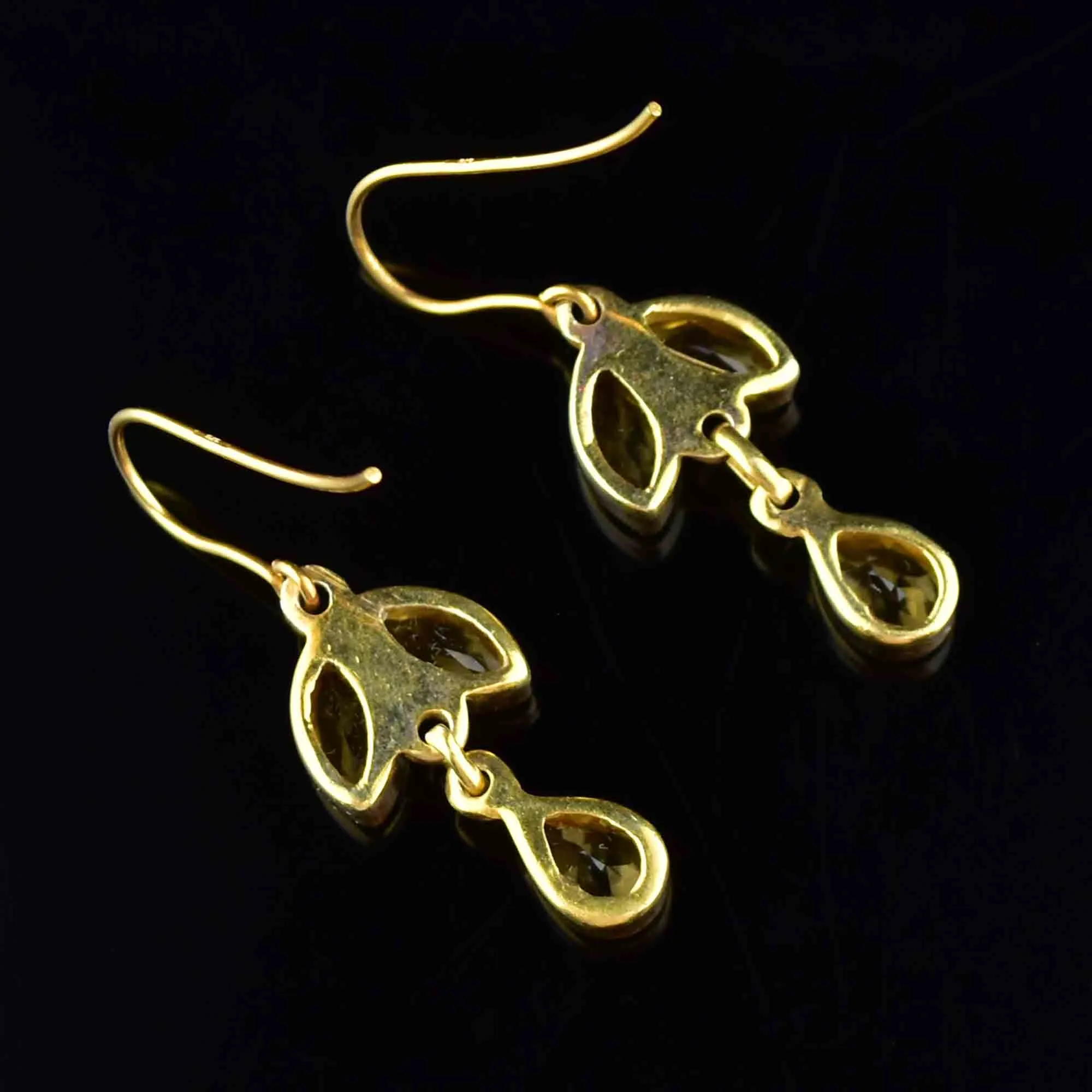 Vintage Gold Citrine Leaf Earrings