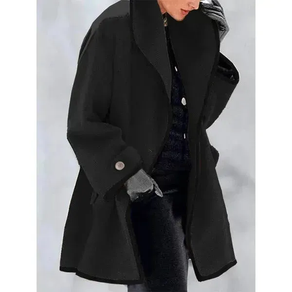 Winter Plain Hooded Cashmere coat for women