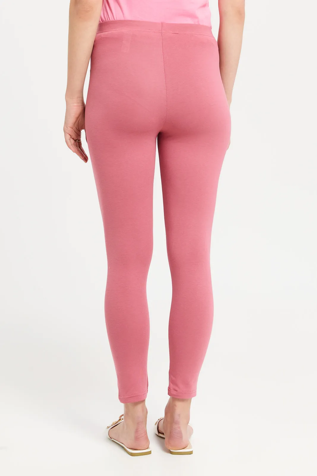 Women Pink Mars Clay Cropped Leggings