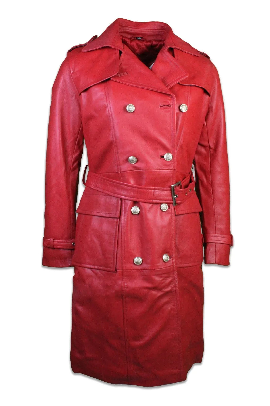 Women Red Leather Coat