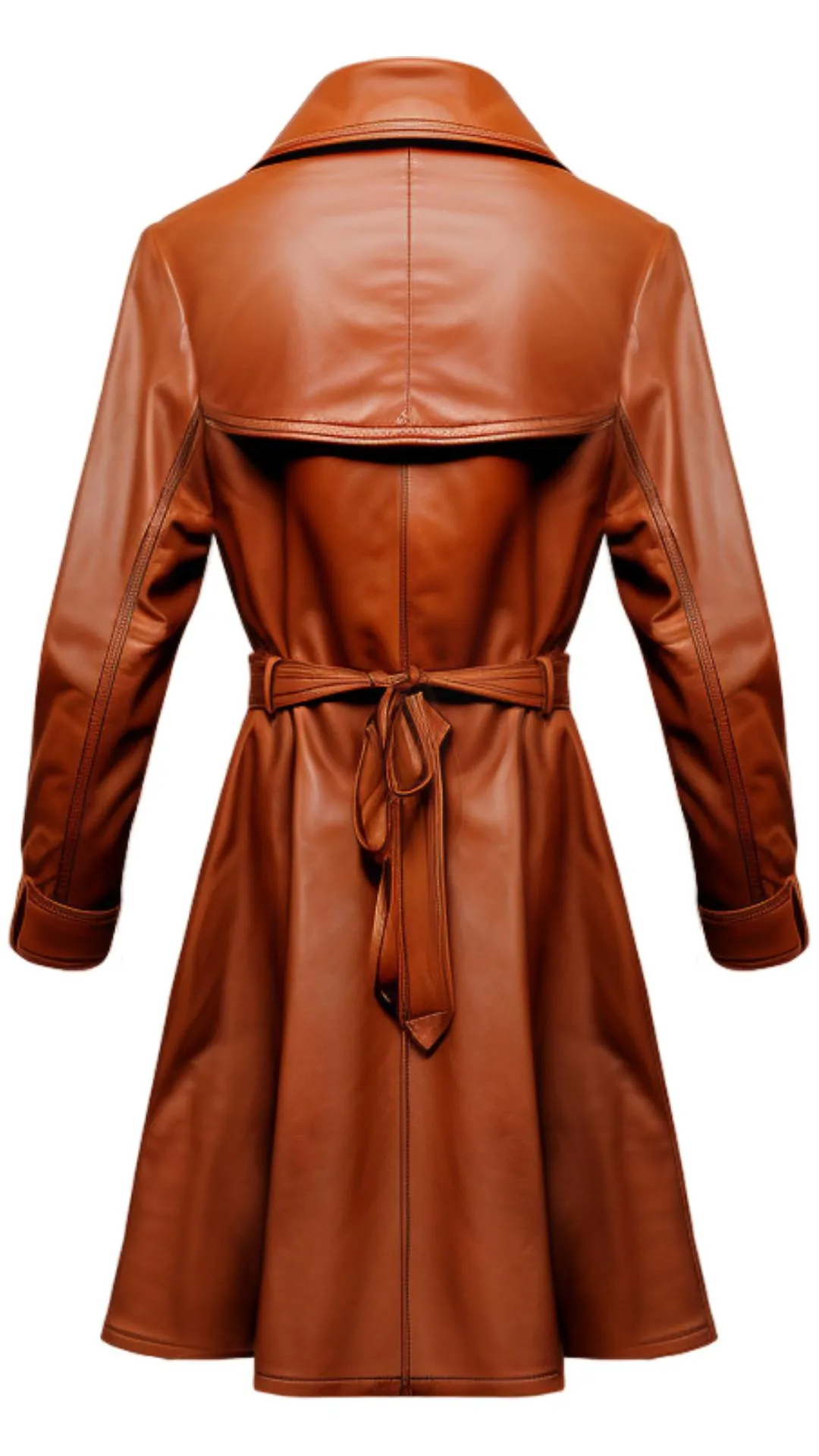 Women Tan Brown Vintage Leather Coat