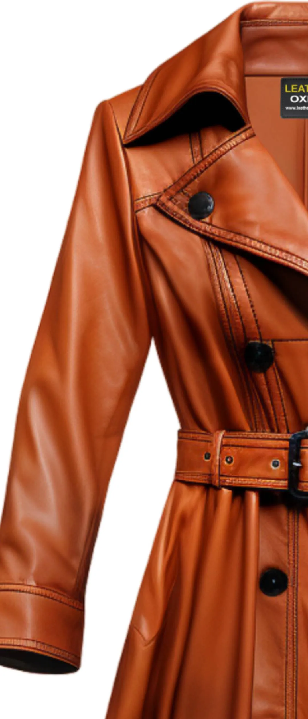 Women Tan Brown Vintage Leather Coat