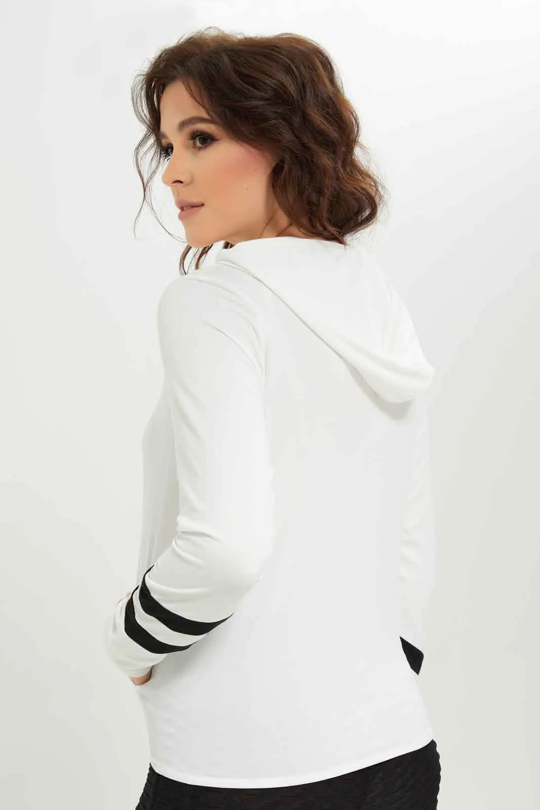 Women White Hooded Sweatshirt