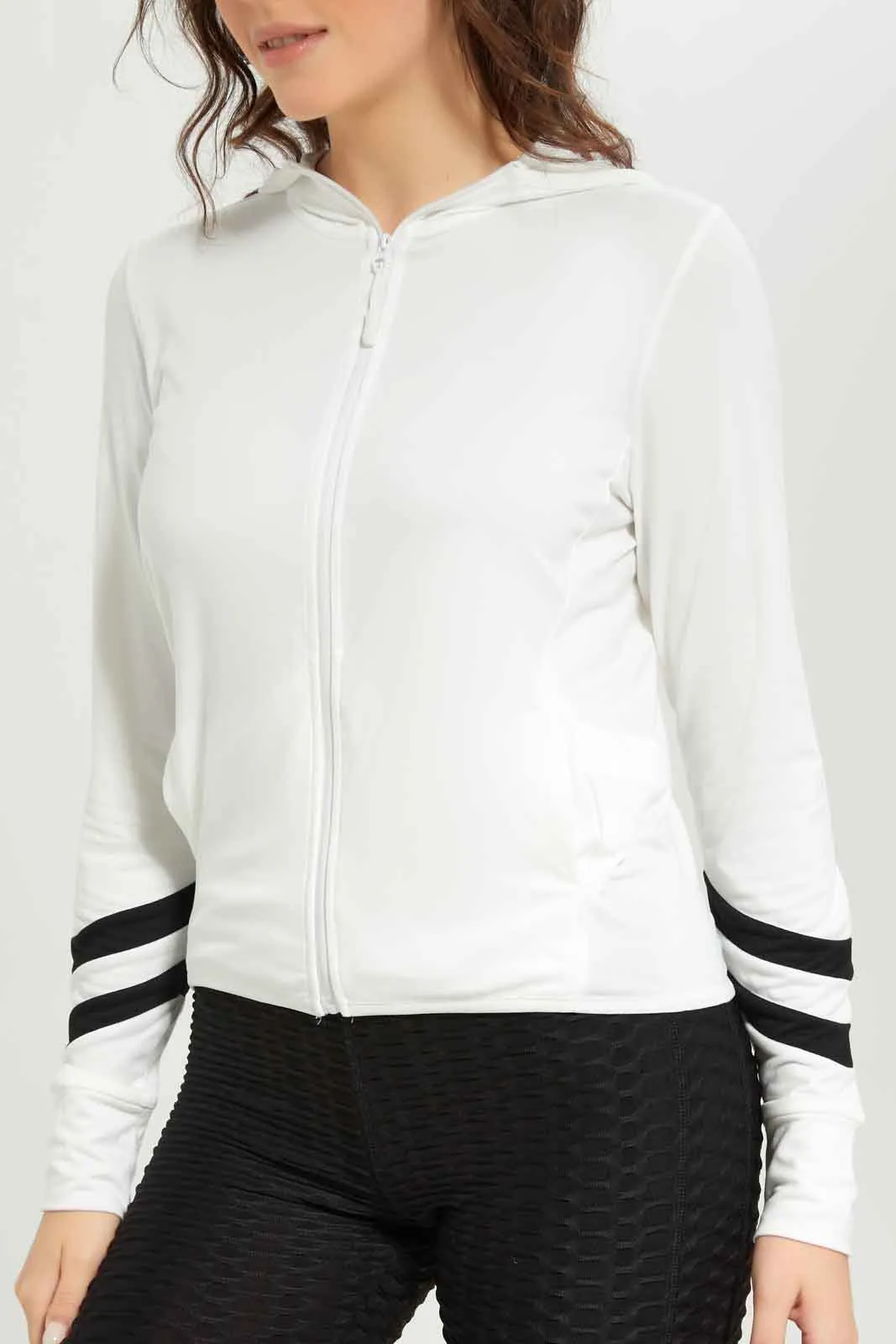 Women White Hooded Sweatshirt