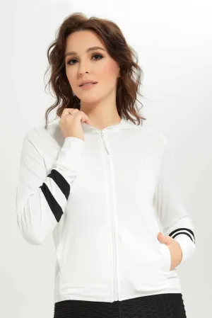 Women White Hooded Sweatshirt