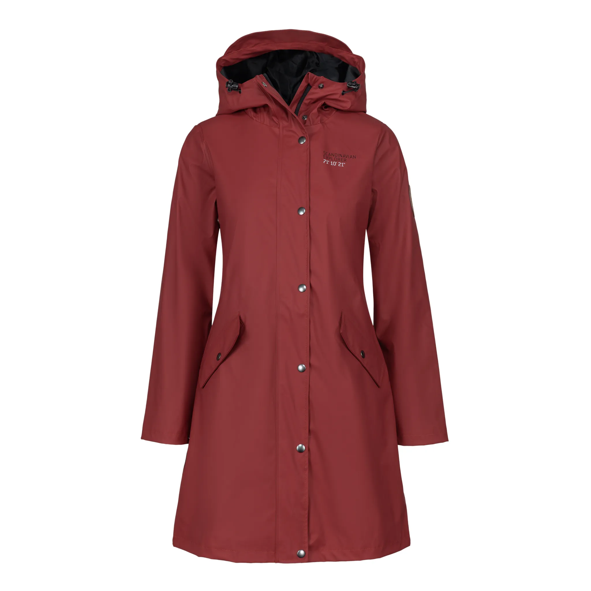 Women's Scandinavian Raincoat - Burgundy