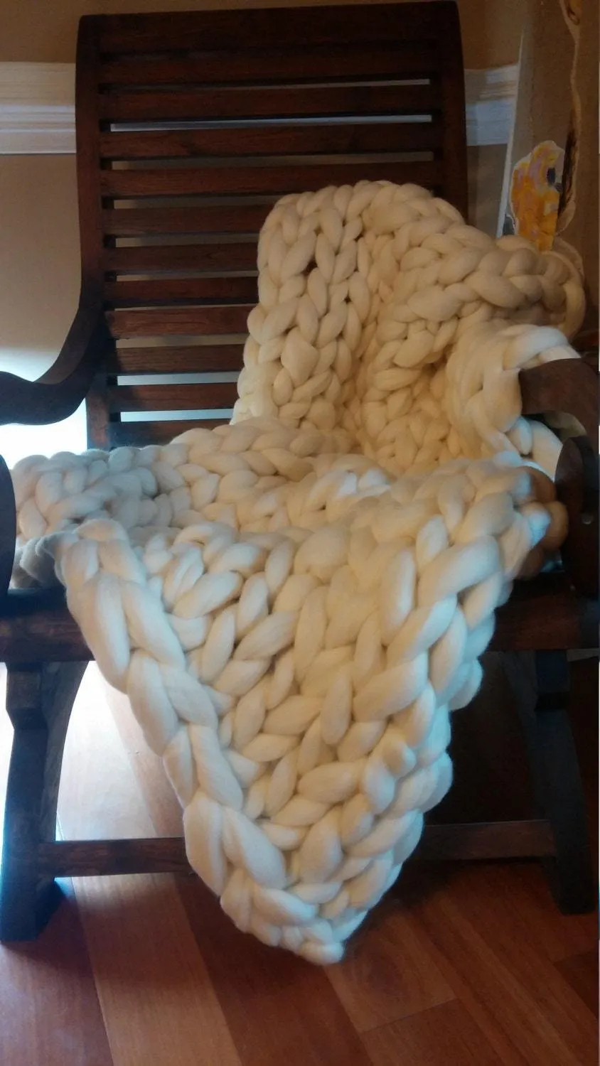 Wool Roving Top 8 lbs Pounds White DIY Roving Fiber Spinning, Make Your Own- Felting Crafts Large Chunky (Arm or PVC) Knit Throw Blanket USA