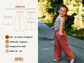 Youth Aspen Lounge Shorts and Pants Digital Sewing Pattern Sizes NB-16Y