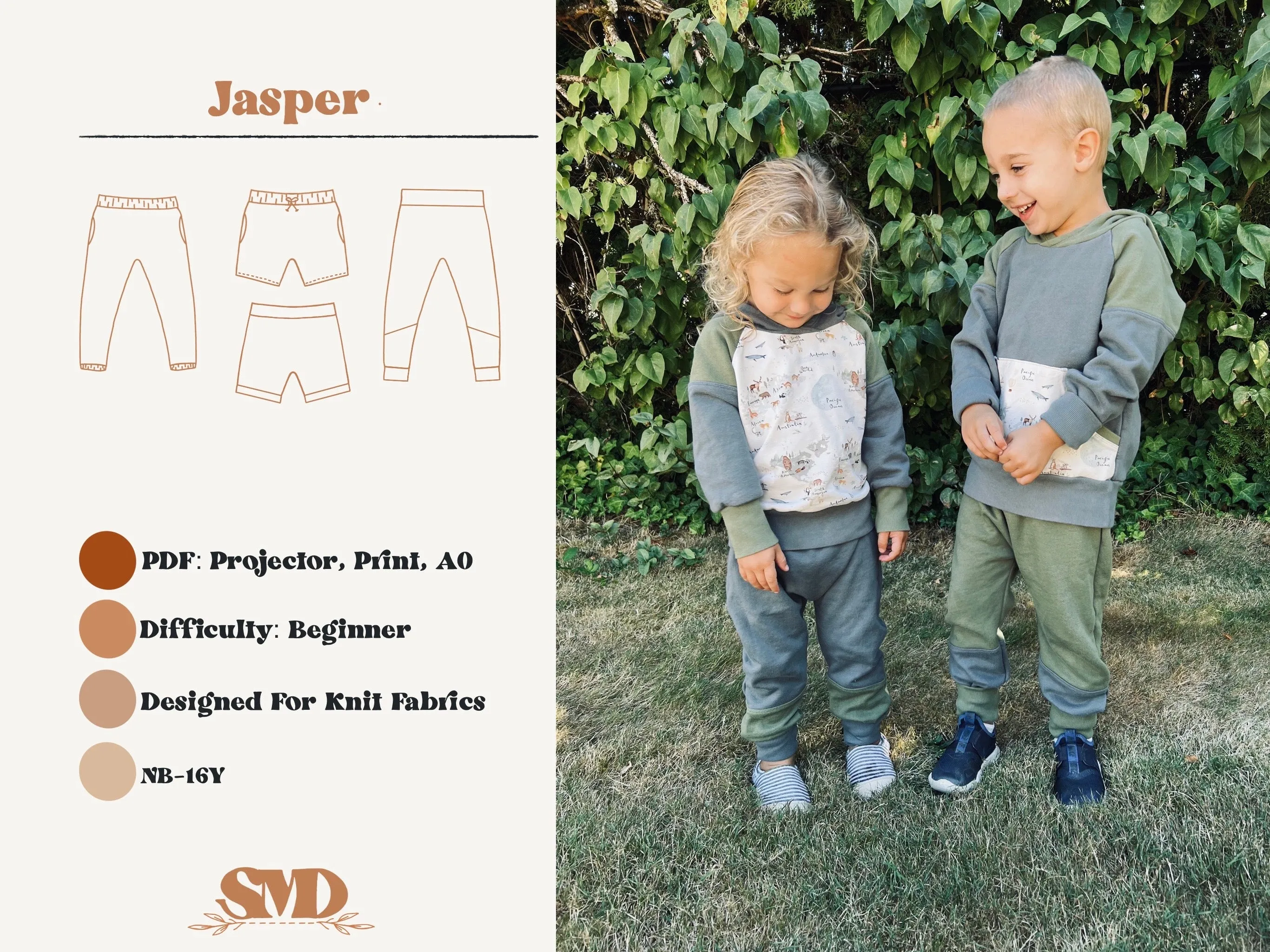 Youth Jasper Joggers and Shorts Digital Sewing Pattern Sizes NB-16Y